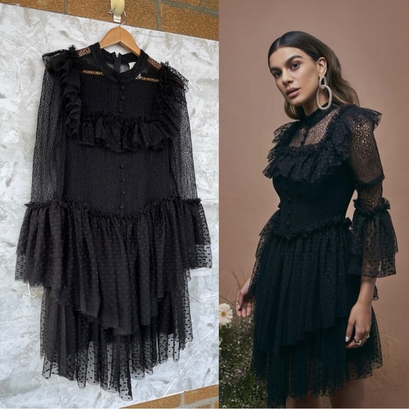 SANDRA MANSOUR x H&M TULLE-SKIRT LACE DRESS XL - Picture 3 of 11